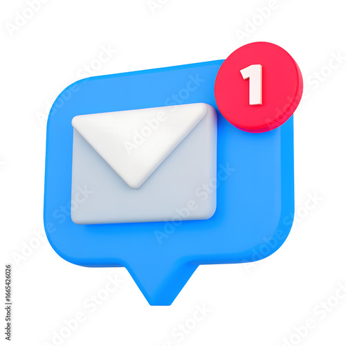 3d minimal unread messages reminder. letter notification. message box with envelope and notification icon. 3d illustration.