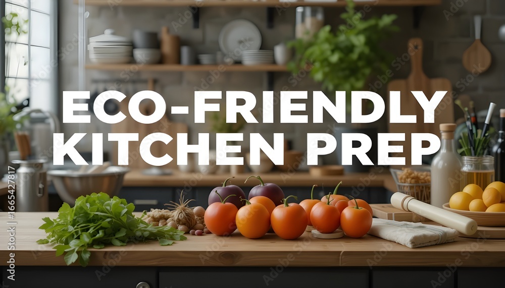 Naklejka premium Sustainable Kitchen with Fresh Ingredients
