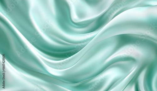 Wallpaper Mural Abstract mint green background with soft waves of fabric, creating an elegant and dreamy atmosphere. The light blue color palette adds to the serene mood, perfect for conveying tranquility Torontodigital.ca