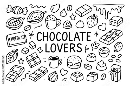 Wallpaper Mural Hand drawn chocolate lover's delight with sweets and treats doodles Torontodigital.ca