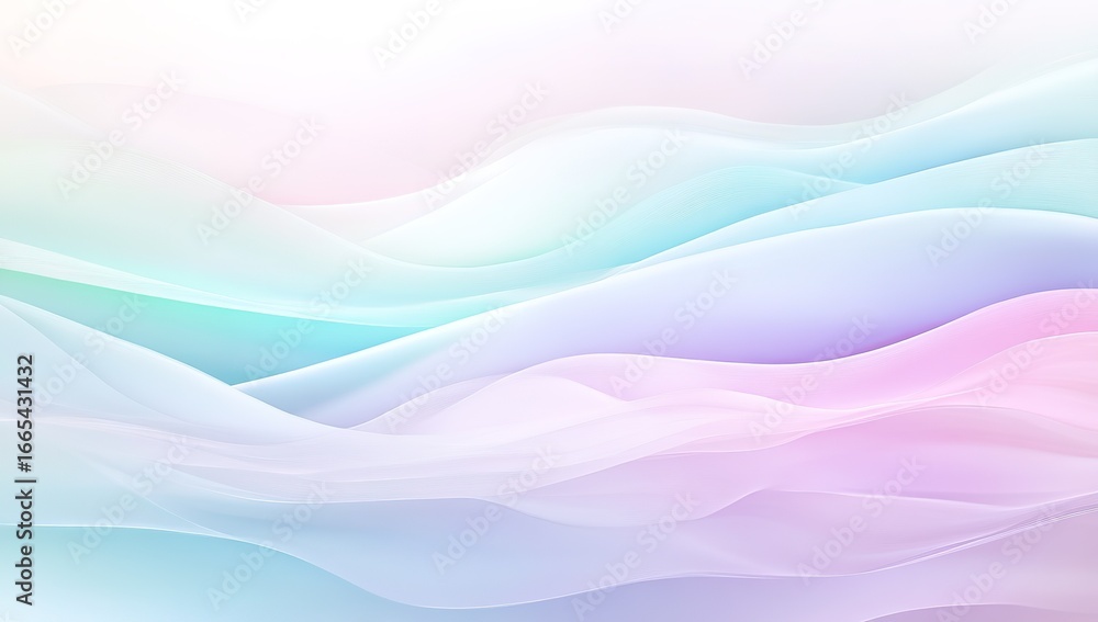 Fototapeta premium Abstract pastel background with soft lines and waves, white background, vector illustration, light green, light blue, light pink, light purple, white background, high resolution, high quality