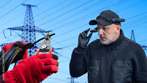 Modern electrician. Man wit...