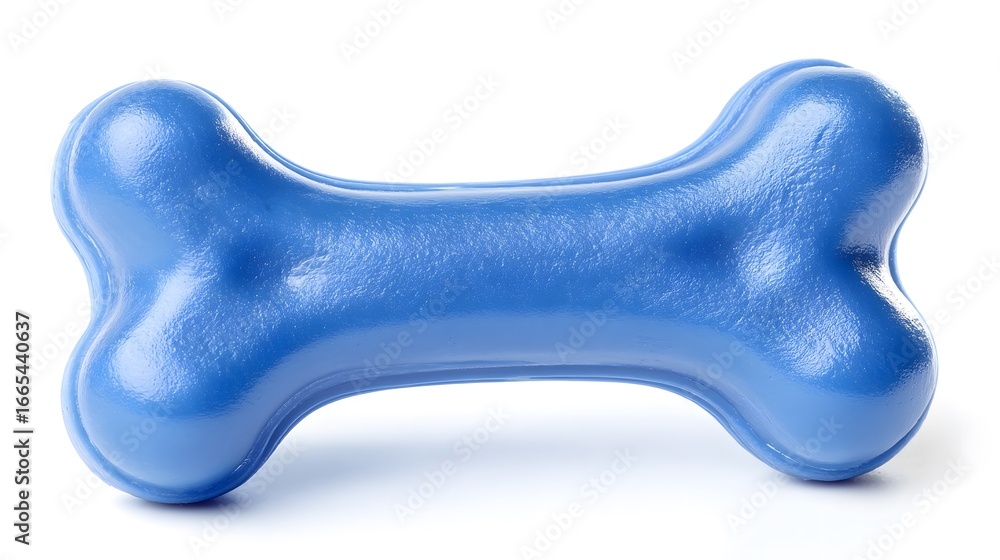 Fototapeta premium Blue Rubber Dog Bone Isolated on White Background - Professional Pet Toy Photography