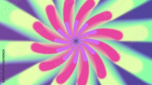 Hypnotic abstract radial burst of pastel colors with glowing center, dynamic motion background