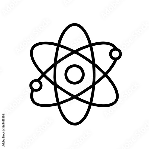 Outline atom icon with nucleus and orbiting electrons
