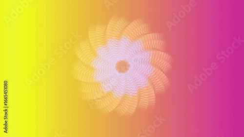 Vibrant geometric pattern pulses with warm gradient transitions, evoking energy and creativity in motion