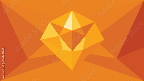 Abstract Geometric Faceted Crystal Design with Orange and Yellow Hues vector illustration