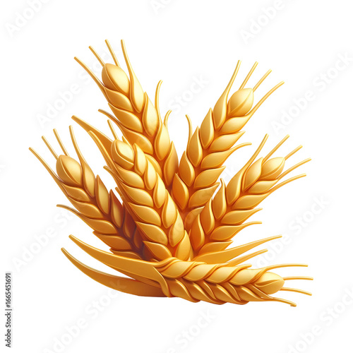 golden wheat ears 3d render icon in cartoon plastic style minimal isolated on white background