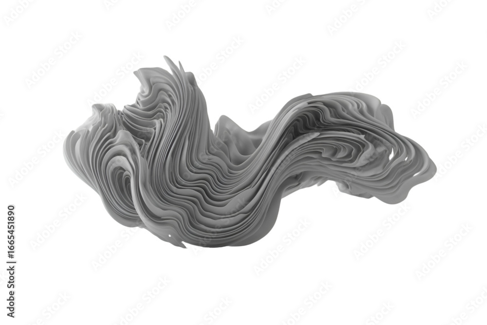 Obraz premium Organic Layered White Abstract Form on Black graphic