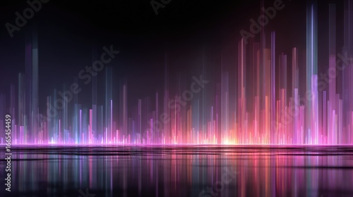 Wallpaper Mural Neon city skyline reflected in water Torontodigital.ca