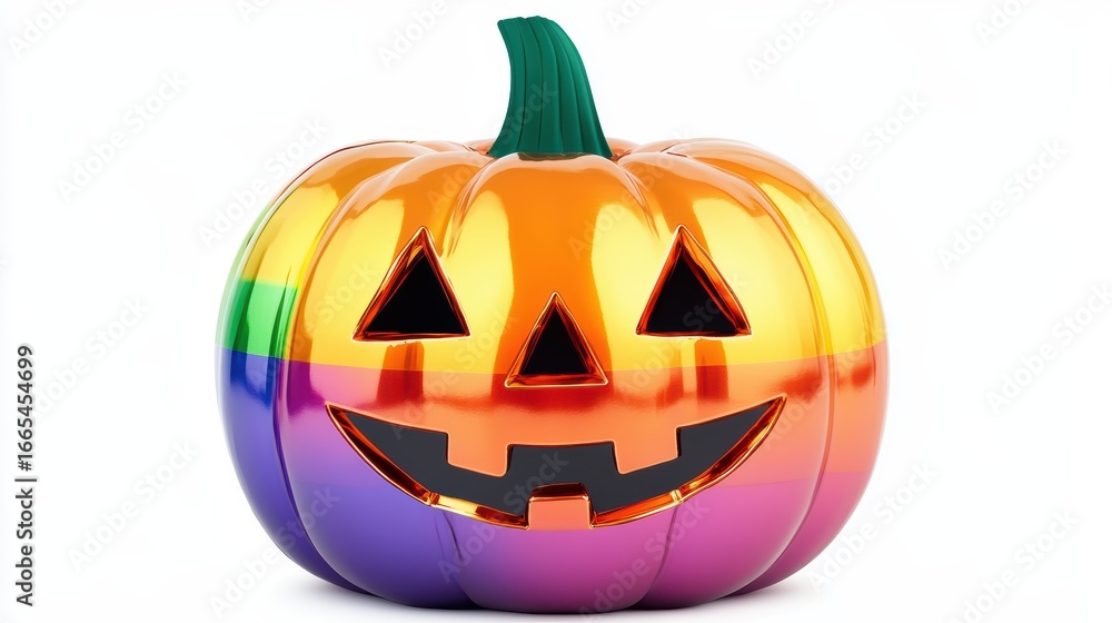 Fototapeta premium Rainbow Halloween Pumpkin - Festive, Modern, Unique Decor