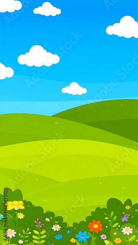 Colorful landscape of rolling hills