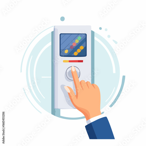 Hand Adjusting Control Panel Device Illustration