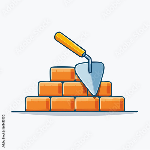 Simple Illustration Of Trowel And Bricklaying