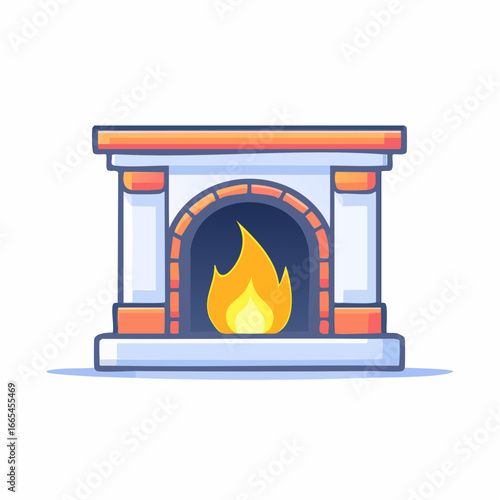 Cute Cartoon Fireplace Illustration