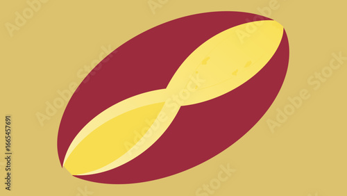 Abstract Maroon and Yellow Elliptical Shape with Inner Detail burgundy