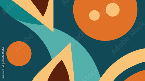 Abstract Organic Shapes and Curves in Teal Orange and Brown vector illustration