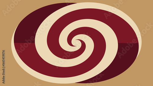 Abstract Swirl Pattern in Burgundy Cream and Brown spiral background