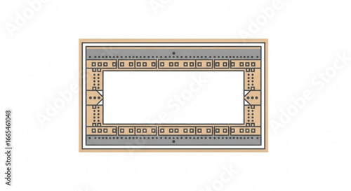 Detailed technical illustration of a rectangular frame with intricate structural details and fasteners.