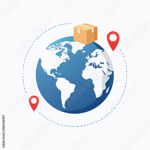 Global Delivery Concept With Earth And Package