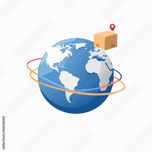 Global Shipping Illustration With Earth And Package