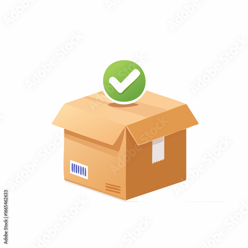 Brown Cardboard Box With Check Mark