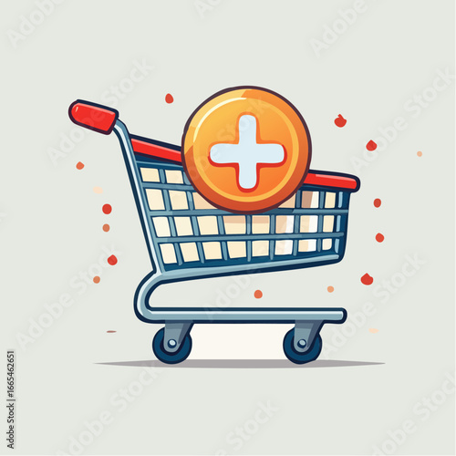 Shopping Cart Icon with Plus Symbol