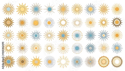 Collection of stylized sun icons