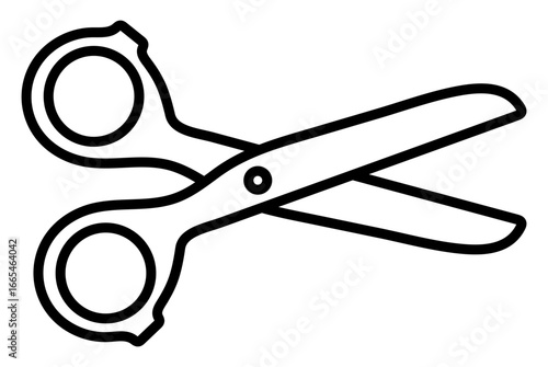 Scissors black line icon with editable stroke, simple classic vector monochrome shears sign