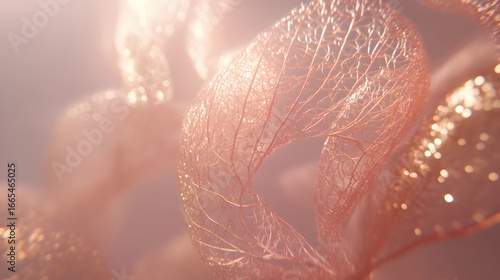 Delicate Rose Gold Leaf Skeleton Backlit Macro Photography
