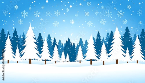 Snowy winter forest landscape.