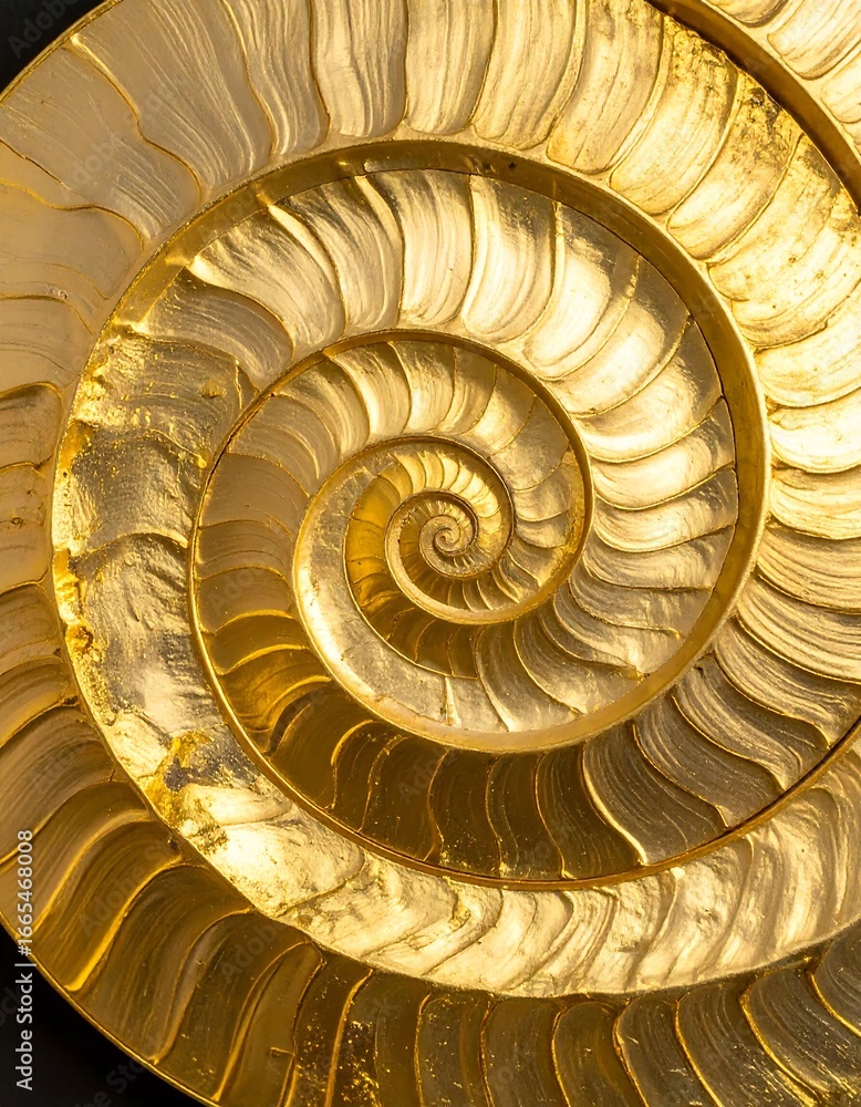 Fototapeta premium Golden spiral shell detail