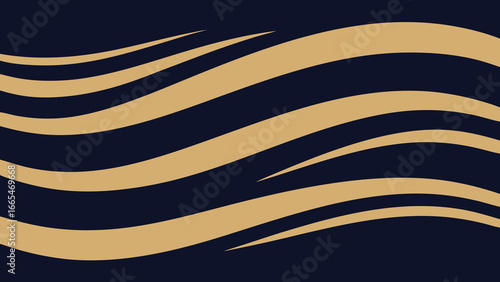 Flowing Golden Waves on a Dark Navy Blue Background curves abstract