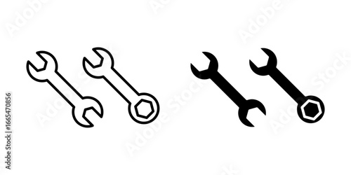 Wrench Icon set. Symbol isolated white background. vector illustration. color editable.