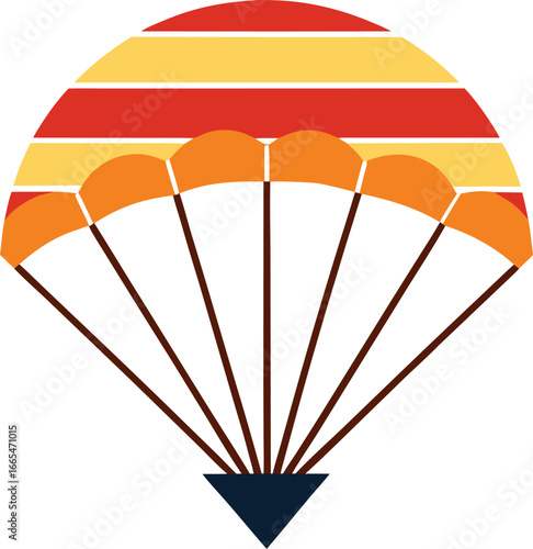 a parachute silhouette on retro stripe sun on whit (1).eps