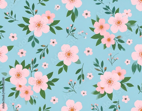 Delicate floral pattern on a light teal background