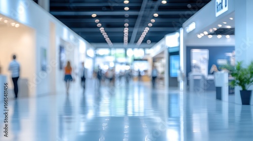 Wallpaper Mural Blurred interior of a modern exhibition center with people and spotlights Torontodigital.ca