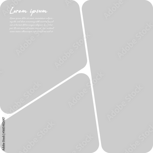 Rounded comic strip layout shape for photos collage or poster on a square transparent background