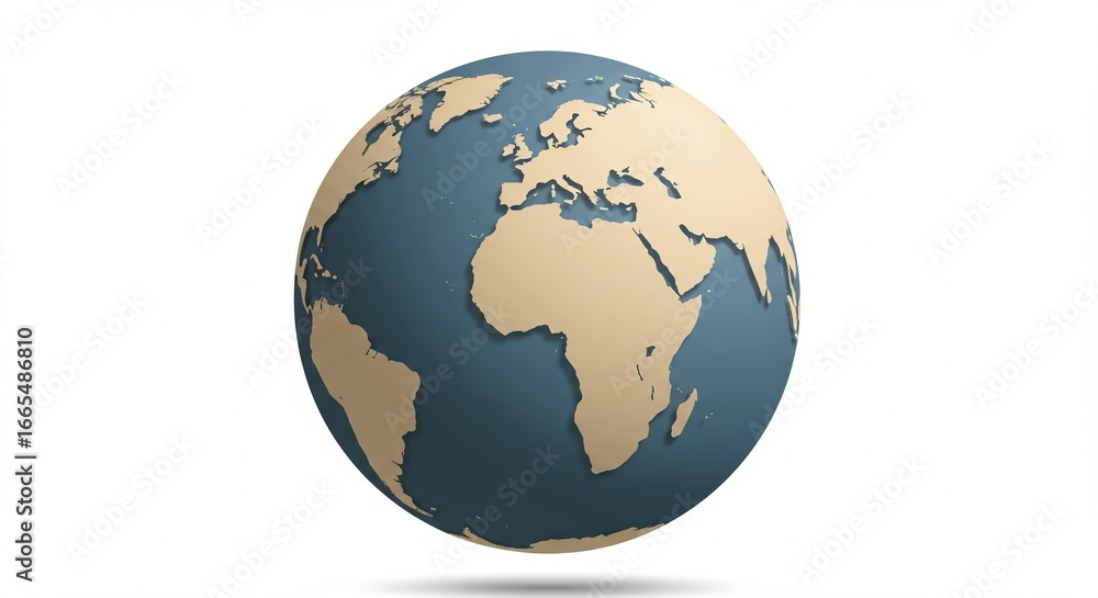 Fototapeta premium An egg with the earth in it showing vector of a globe showing continents with soft shadows, isolated on white background