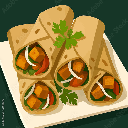 Delicious vegan tofu wraps with fresh vegetables for a healthy and satisfying meal, perfect for lunch, dinner, or a quick snack on the go