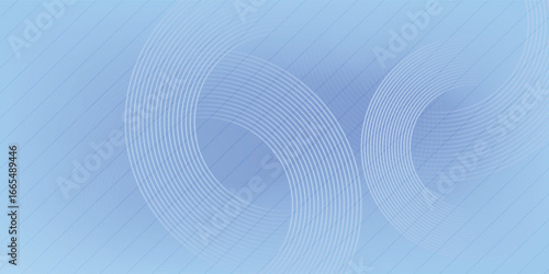 Abstract circle lines on light blue background. Geometric stripe line art design for poster, brochure, cover, website, header, web banner, presentation.