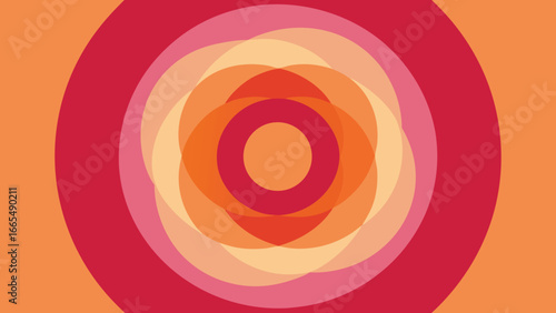 Overlapping Circles in Red and Orange Hues on Orange Background abstract rings