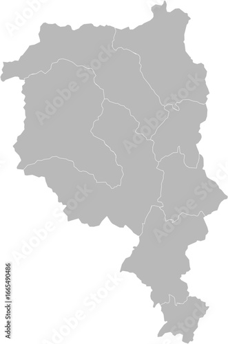 Ticino, Switzland – administrative vector map with district boundaries (Oblique Mercator projection, PPT-compatible & fully editable)