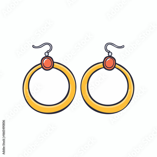 Hand-Drawn Gold Hoop Earrings Illustration