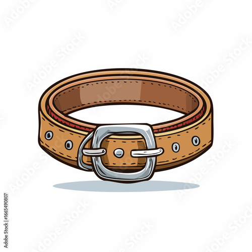 Hand-Drawn Brown Leather Belt Illustration
