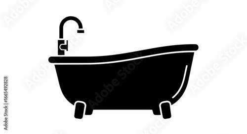 Vector Illustration of a Bathtub Icon for Bathroom Design