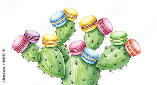 Cactus Macarons Sweet Desert Illustration