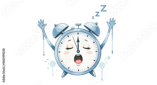Sleepy Alarm Clock Illustration A Whimsical Design for Sleep, Time, and Waking Up