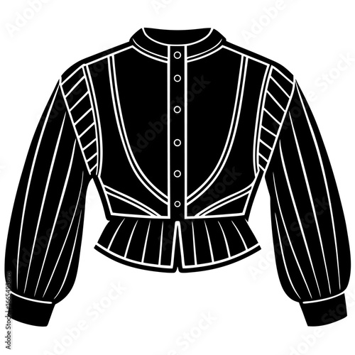 Women’s bolero jacket technical flat sketch, front and back view, vector fashion CAD drawing, isolated on white background