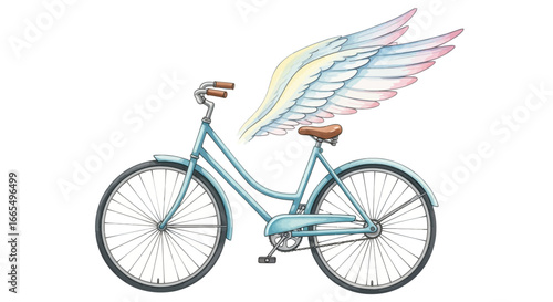 Whimsical Bicycle with Wings A Dreamy Illustration of Freedom and Adventure